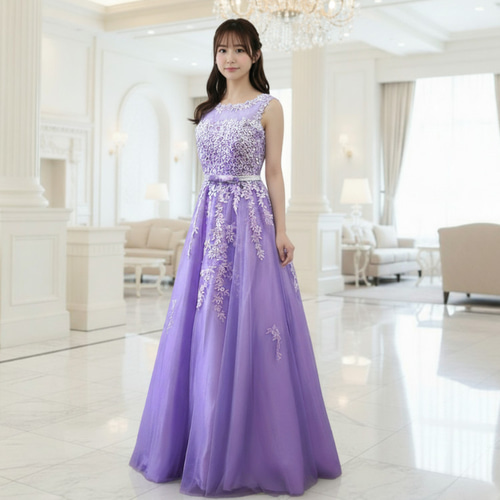 カラードレス 薄紫 ラベンダー7号9号11号13号Aライン