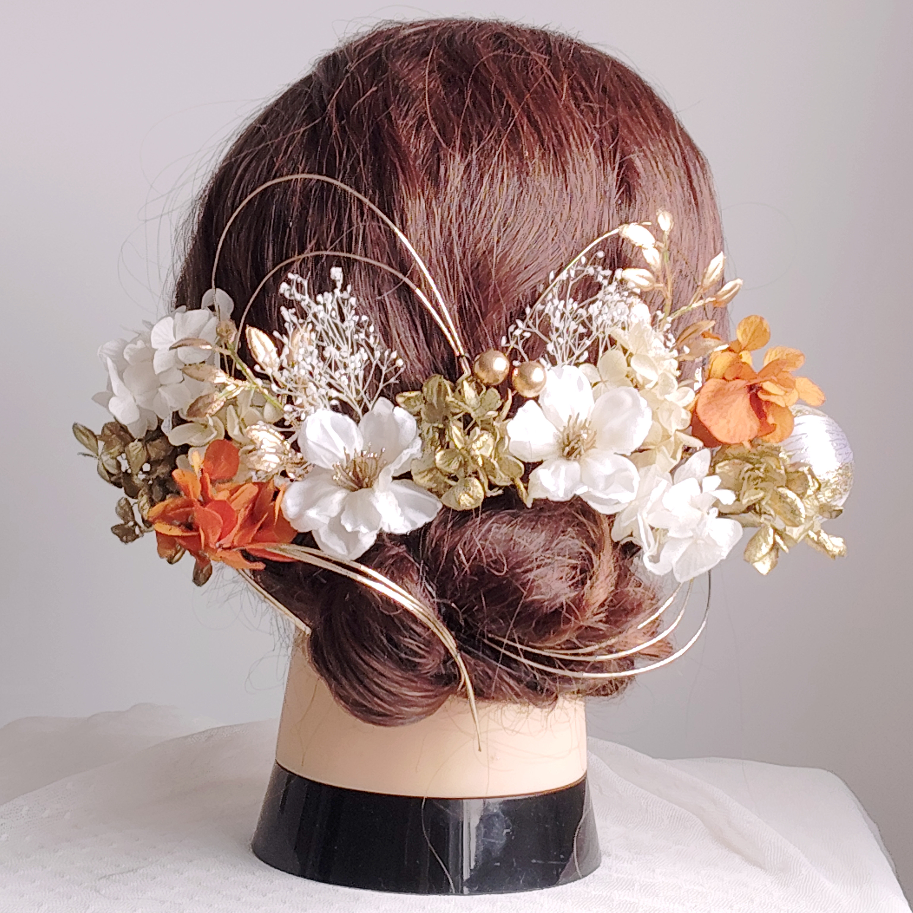 小花と水引の髪飾り　結婚式　成人式　卒業式　花嫁　和装　白無垢　色打掛　着物　ヘッドドレス　前撮り　振袖　袴　鞠玉 6,470円