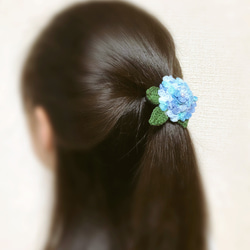 紫陽花のヘアーゴム（ブルー系） 4枚目の画像