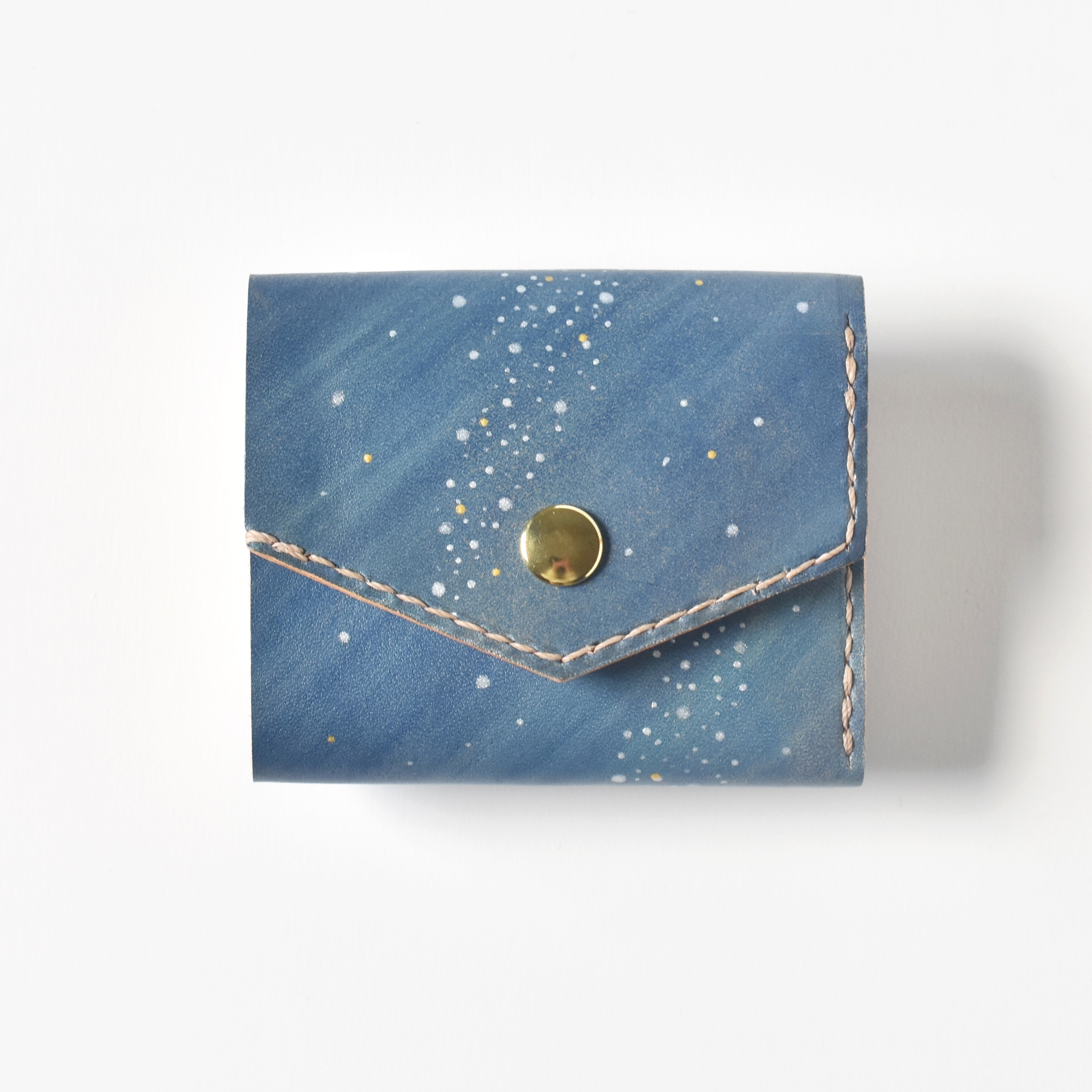 革の手染め財布 「星空（三つ折りミニ財布）」