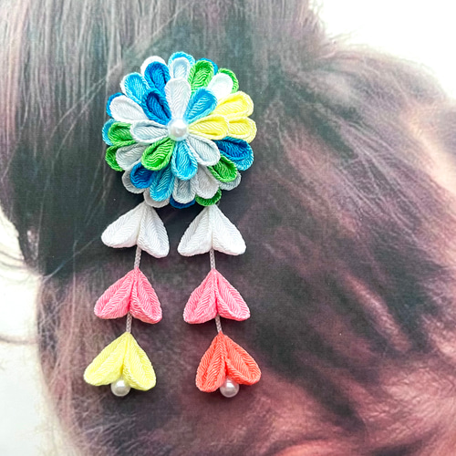 ベビーヘアクリップ ちりめん細工 誕生日 髪飾り 浴衣 着物 七五三 夏祭り ベビーヘアクリップ ちりめん細工 誕生日 髪飾り 浴衣 着物