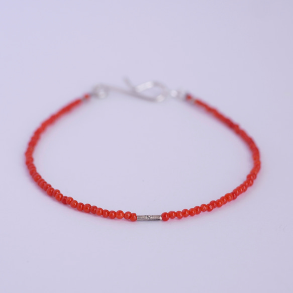 Natural Italian Coral & Karen silver Bracelet 第5張的照片