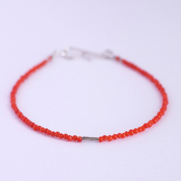 Natural Italian Coral & Karen silver Bracelet 第1張的照片