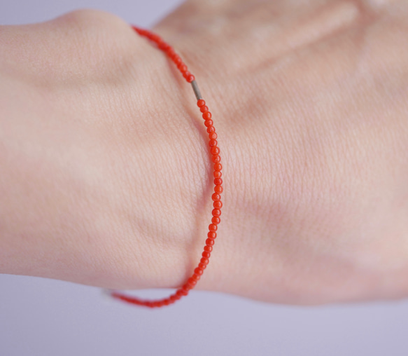 Natural Italian Coral & Karen silver Bracelet 第6張的照片