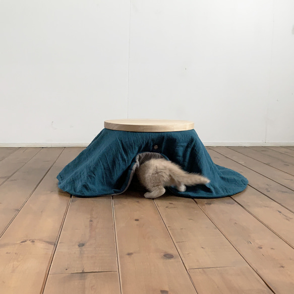 くりのねこたつ（ネイビーカラーかけ布団付）猫用こたつ 子犬用こたつ