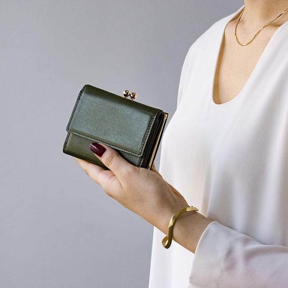 【刻印可】手に収まるコンパクトなサイズ感　がま口ミニ財布　アリアナ　MI0056 2枚目の画像