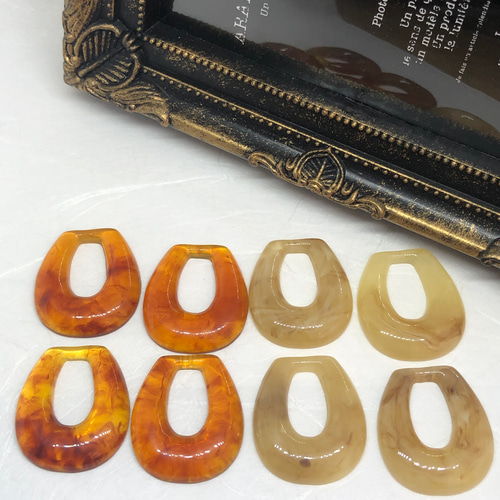 2色樹脂変形雫パーツ穴なし 8個A737番 ハンドメイドアクセサリー