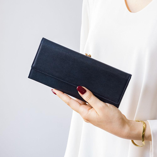 刻印可】しっかり収納、すっきり薄い がま口長財布 アリアナ MI0058