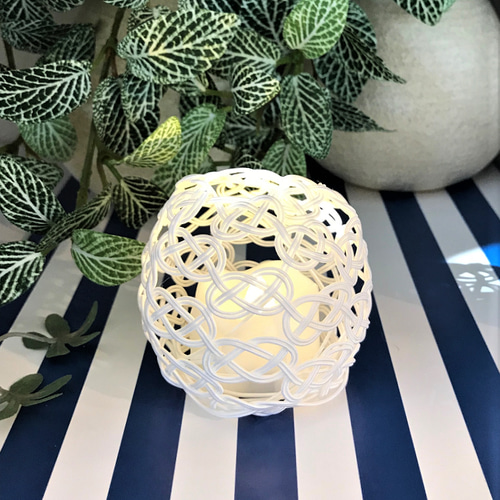 水引ランプシェード*【受注後制作】*ホワイト*LEDキャンドル*テーブル