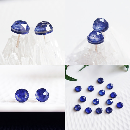 Siesta◇ラピスラズリ×水晶 ダブレットストーンピアス✧14kgf minikin