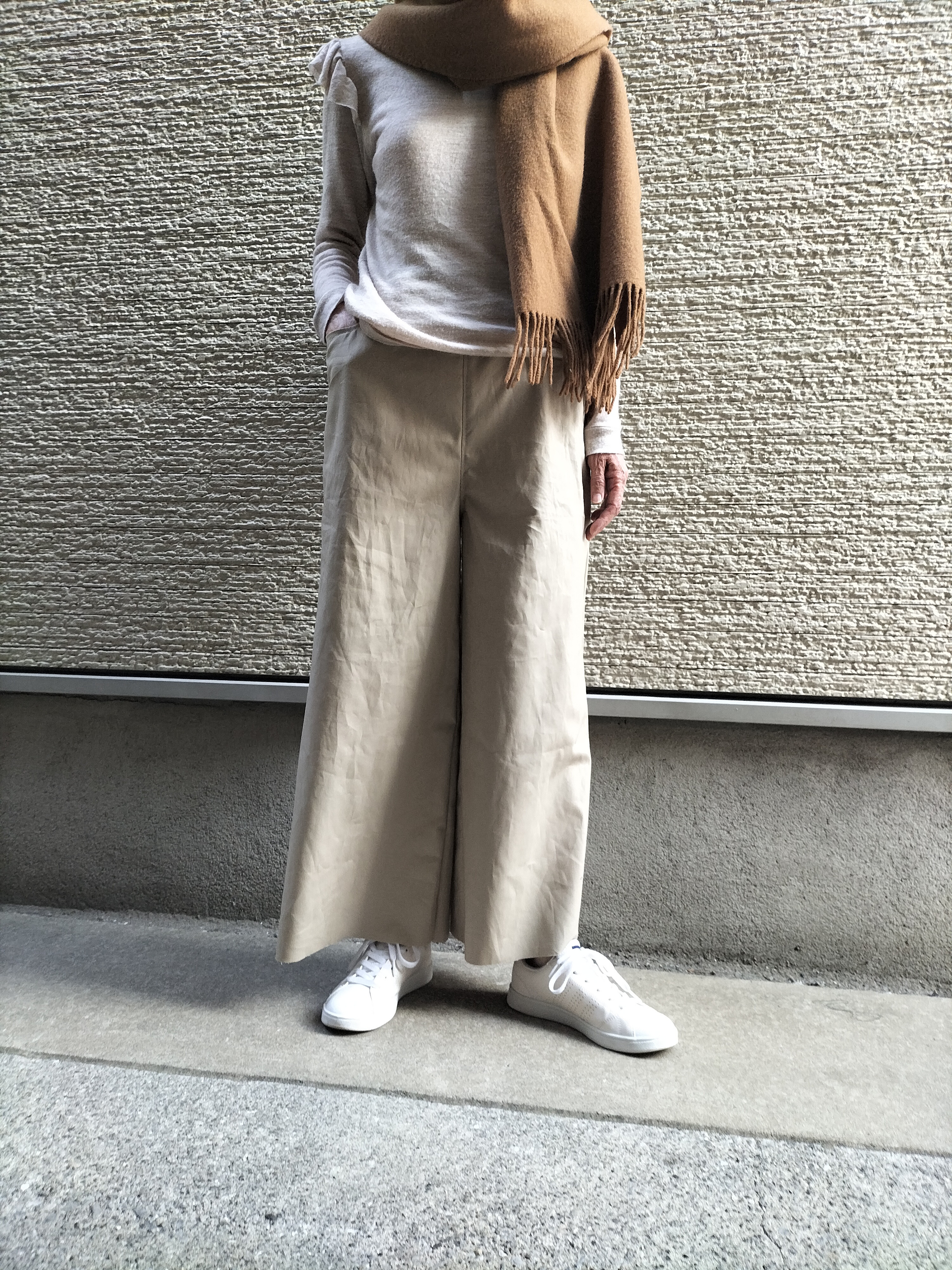 80s　ベージュ コットン混紡 ワークパンツ　フレア ssol-shopping_2343271970022