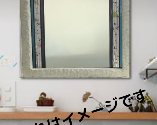 ステンドグラス　鏡　ミラー　百合 ステンドグラス (SH-D44) 200×200×18mm 一部鏡面ガラス