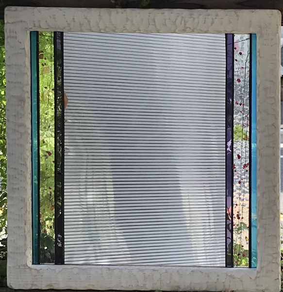 【一点物】ステンドグラス・ミラー・鏡・壁掛け　白木枠 6枚目の画像
