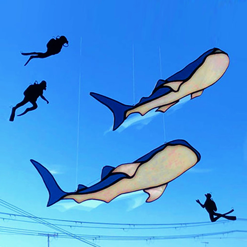 ステンドグラス サンキャッチャー&ウォールデコ ジンベイザメ・マンタ