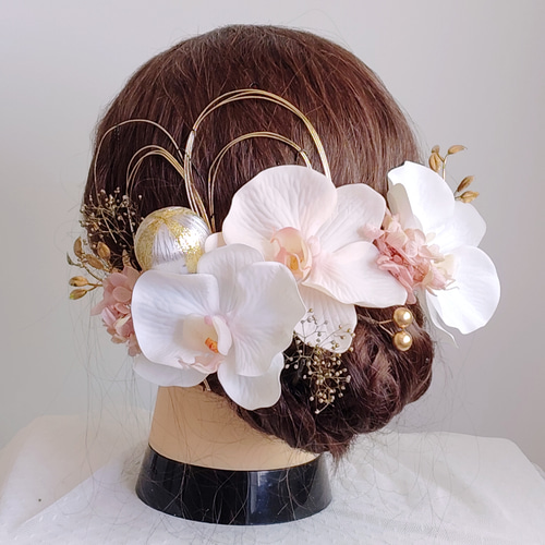 3→2着に変更】白いドレス2着(髪飾り付)4点セット ホワイトピンク胡蝶