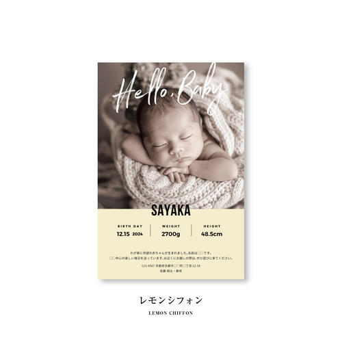 オーダーメイド ハガキ 出産報告 出産報告はがき（TYPE 02）| おしゃれ・シンプル・海外風・日本