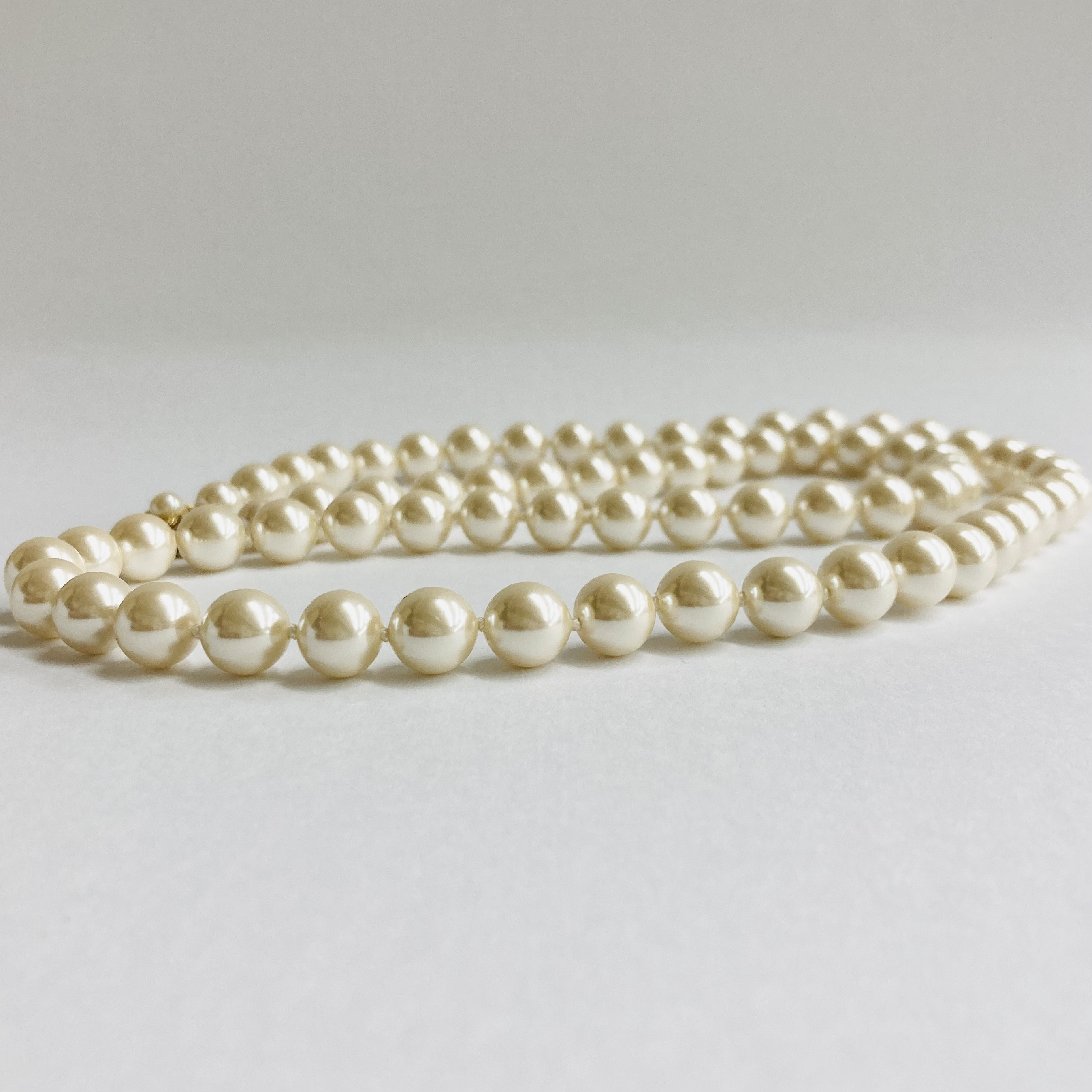ガラスパールオールノットオペラネックレス/10mm約76cm/クリーム/G/made in japan