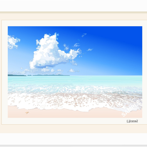 ファッションなデザイン A4サイズ「真夏の海」 7716950｜Creema(クリーマ) 通販 hiroma2 絵画 イラスト