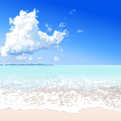 【T-ポイント5倍】 A4サイズ「真夏の海」 絵画 7716950｜Creema(クリーマ) 通販 hiroma2 イラスト