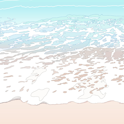 風景画『月光と海』／印刷物・A4サイズ・額縁等はついており