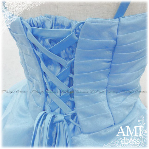 カラードレス アイスブルー 水色 花嫁 結婚式 演奏会 発表会 ロング