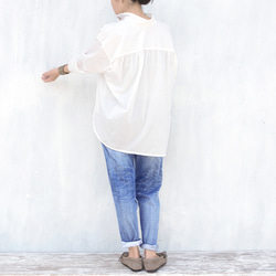 変形スタンドカラーボイルブラウス（オフホワイト) 5枚目の画像