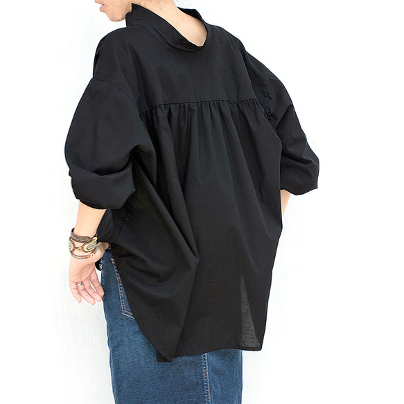 変形スタンドカラーボイルブラウス（オフホワイト) 11枚目の画像