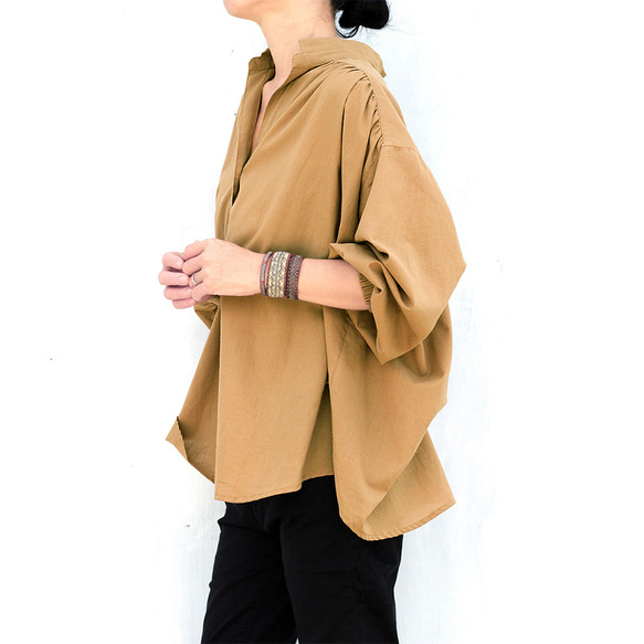 変形スタンドカラーボイルブラウス（オフホワイト) 6枚目の画像