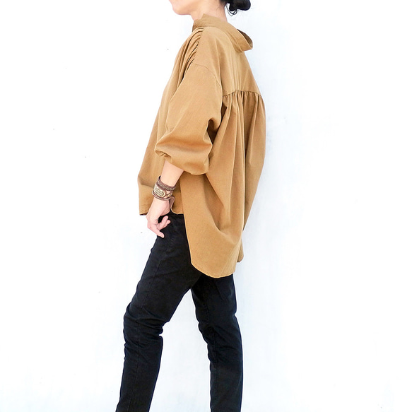 変形スタンドカラーボイルブラウス（オフホワイト) 8枚目の画像