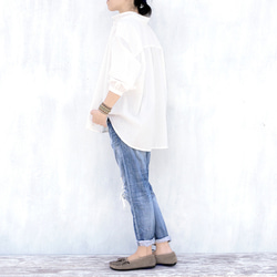 変形スタンドカラーボイルブラウス（オフホワイト) 4枚目の画像