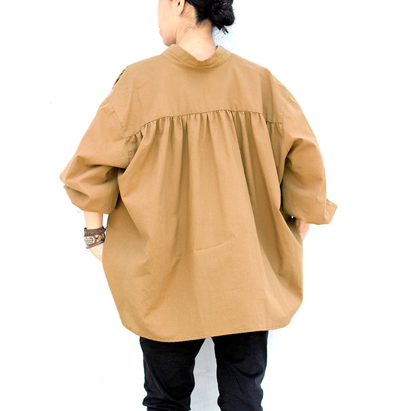 変形スタンドカラーボイルブラウス（オフホワイト) 9枚目の画像