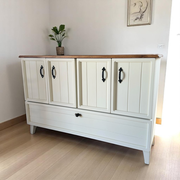 キッチンカウンター A フレンチシャビー 北欧 収納ボックス 本棚