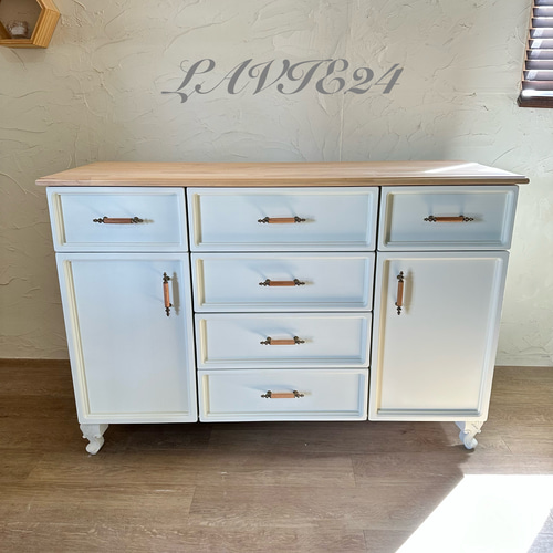 キッチンカウンター A フレンチシャビー 北欧 収納ボックス 本棚