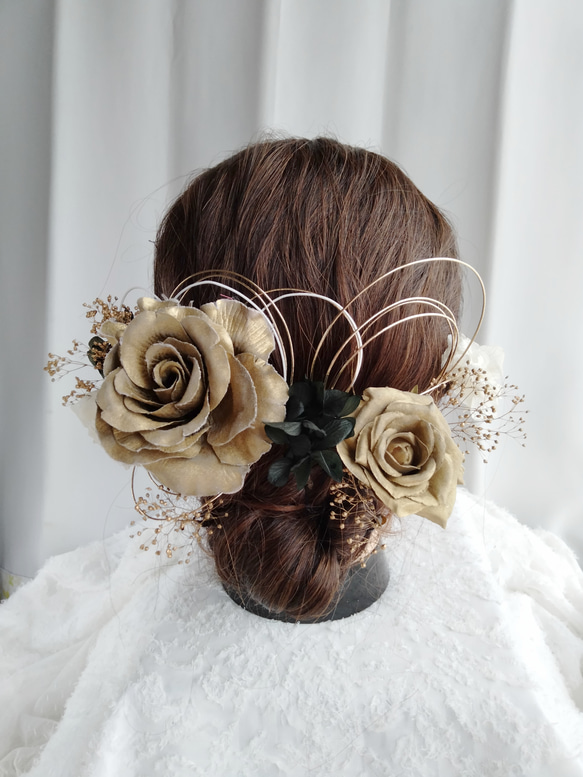 No.250 「ゴールドの髪飾り」 水引 マジェステ 髪飾り マジェステ【大