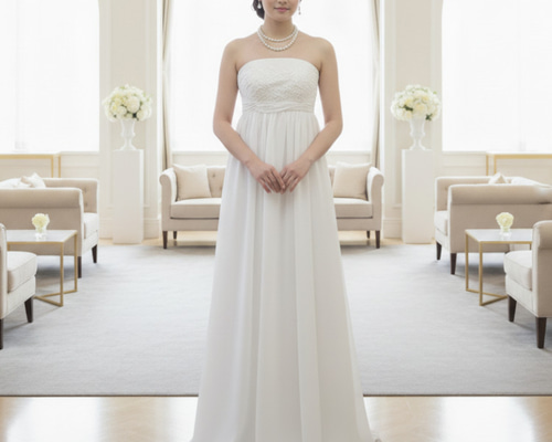 ウェディングドレス エンパイアドレス 結婚式 前撮り マタニティOK