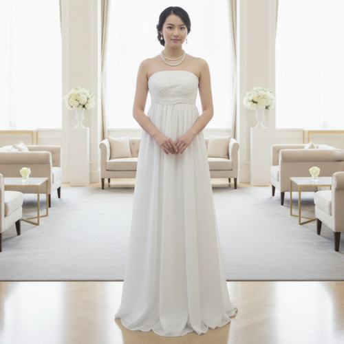 ウェディングドレス エンパイアドレス 結婚式 前撮り マタニティOK 