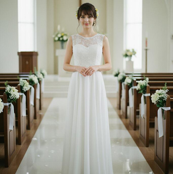 ウェディングドレス ウエディングドレス 結婚式 前撮りノースリーブ