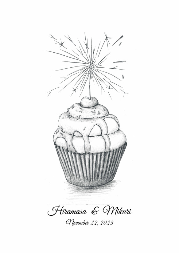 A4「花火カップケーキ」　ウェディングツリー  結婚証明書　ウェルカムスタンプボード　説明書付き 7枚目の画像