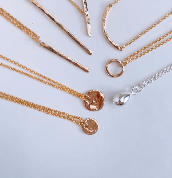 日向坂46着用＊送料無料【14kgf】月ネックレス / 槌目 / mini（40cm）ゴールド　チェーン　華奢　シンプル 6枚目の画像