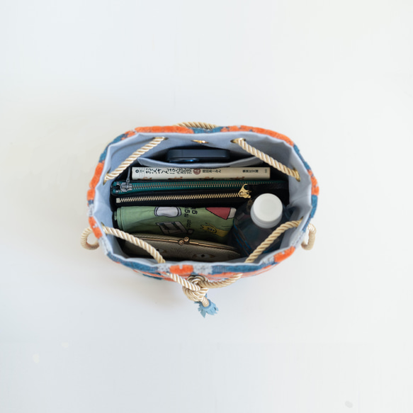 新的！ Kinkasan 錢包&lt;淺藍橙木蘭&gt; 2Way 單肩包堆提花編織 第2張的照片