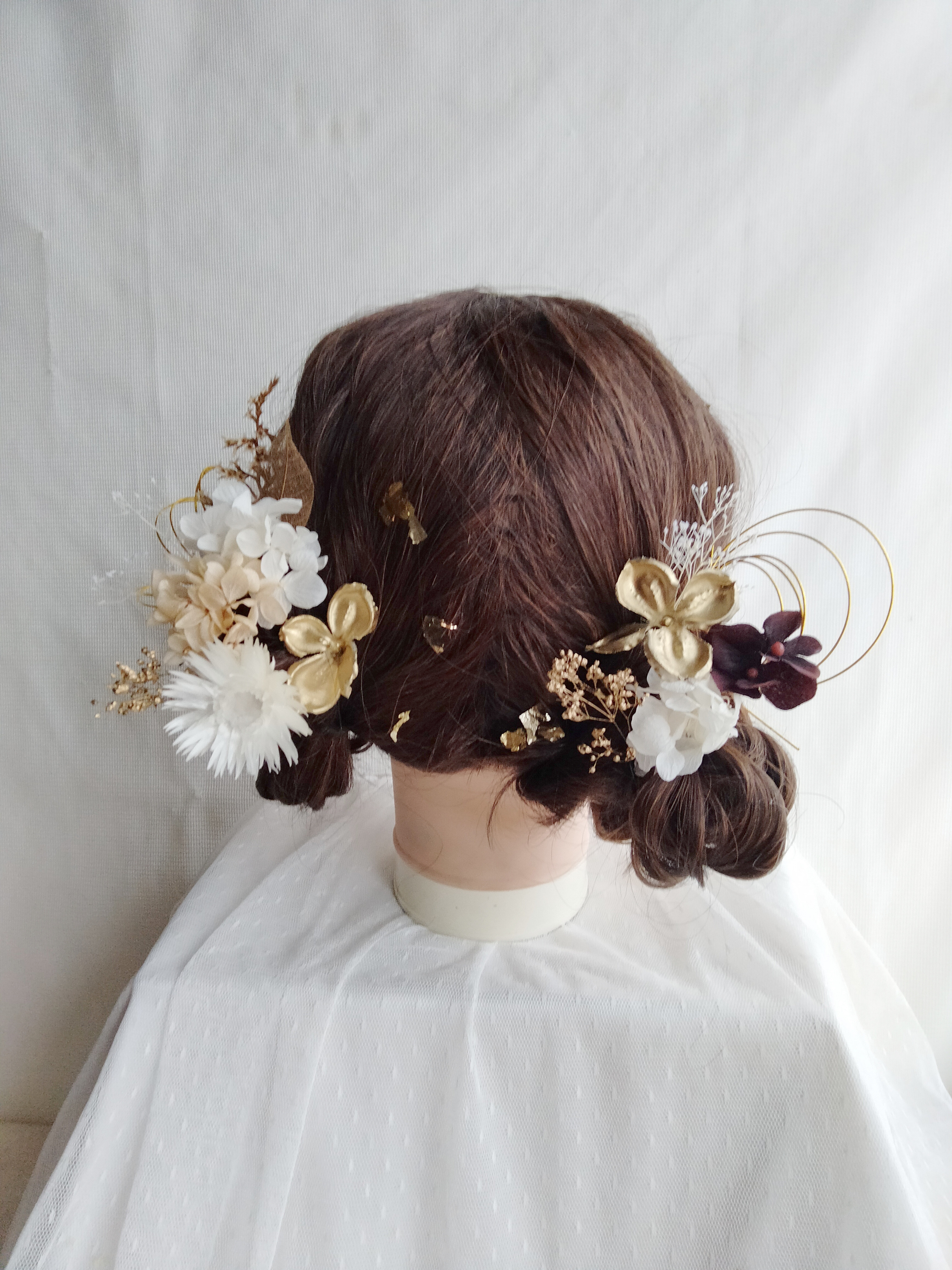 ツインテール　ツイン団子　ツインアレンジ　卒業式　成人式　七五三　髪飾り　浴衣　振袖　袴　着物　和装　水引　水引き