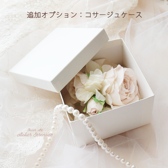 【完売】ローズとマーガレットの2wayコサージュ -Pale pink & ivory rose 5枚目の画像