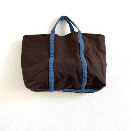 A4対応】帆布 BASIC TOTE ( M ) D.ブラウン×ブルー(みそら色) トート