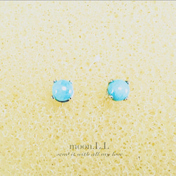 希少石！ラリマーのスタッドピアス サージカルステンレス316L 2枚目の画像