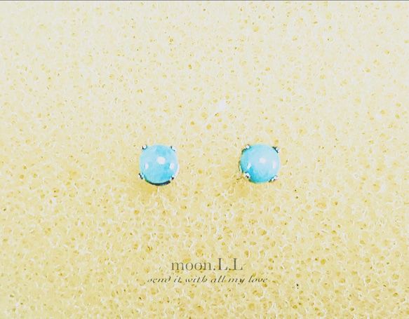 希少石！ラリマーのスタッドピアス サージカルステンレス316L 2枚目の画像