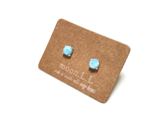 希少石！ラリマーのスタッドピアス サージカルステンレス316L 1枚目の画像