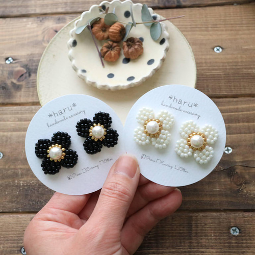 再販: 刺繍 ビーズ フラワー×クリア ドット ★秋冬 ピアス✳︎イヤリング　花 楽天市場】ビーズ刺繍キット 初心者 刺しゅうキット レース