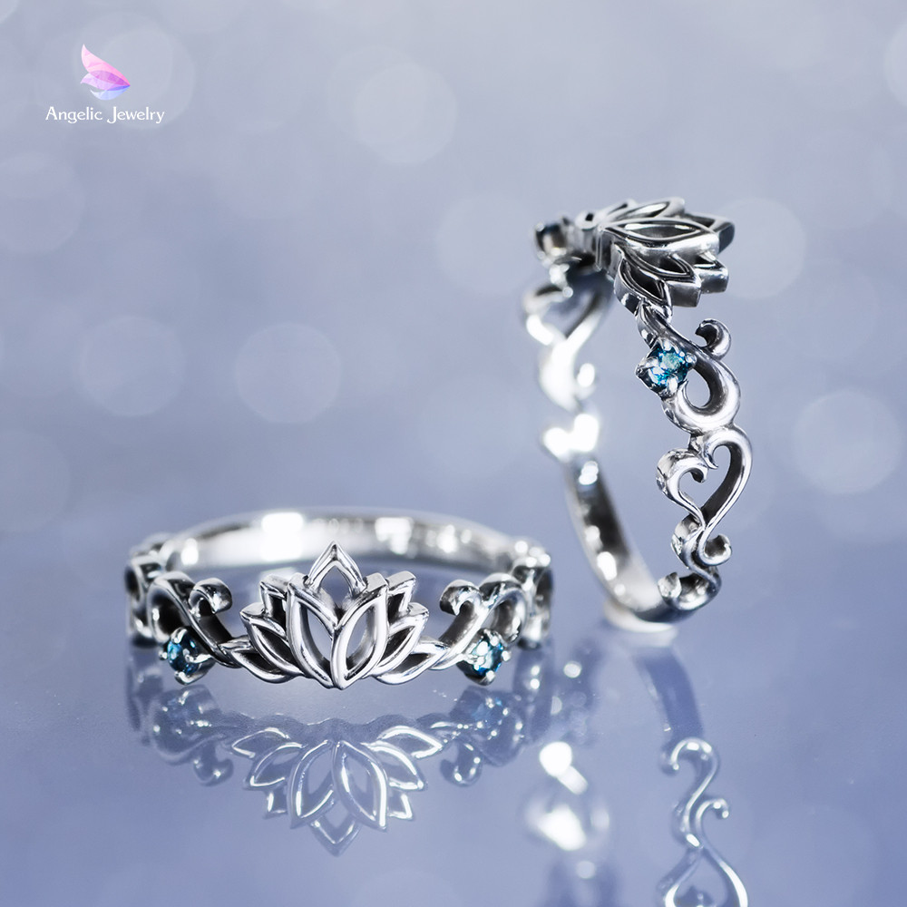 睡蓮ティアラリング -ロンドンブルートパーズ-