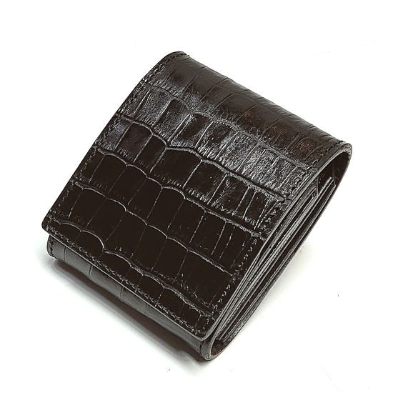 ハンドメイド 2つ折り財布 黒 ショートウォレット ブラック 姫路ヌメ革 本革