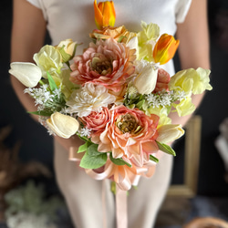 テラコッタ オレンジ 結婚式 前撮り ブーケ ウェディングブーケ